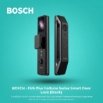 قفل باب ذكي Bosch FU6 Plus - بصمة وجه 3D وإنتركوم وعين قطة - أسود
