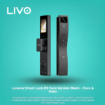 قفل باب ذكي Levana I19 Ai Face - بصمة وجه 3D ونخلة اليد وكاميرا - أسود