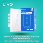 مفتاح حائط ذكي SONOFF T6 US 3C - Matter وApple HomeKit - 3 Gang