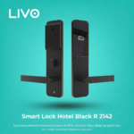 قفل باب فندق ذكي PNDA smart lock hotel R 2142 - بطاقة ومفتاح - أسود