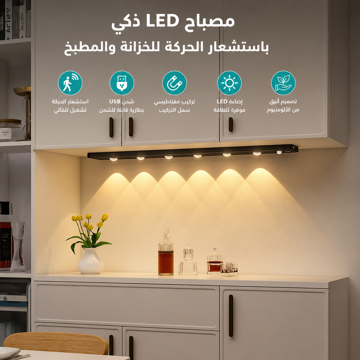 مصباح LED استشعار حركة للخزانة والمطبخ