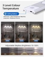 ⁦مصباح LED ذكي باستشعار الحركة للخزانة والمطبخ | إضاءة لاسلكية قابلة للشحن USB⁩ - الصورة ⁦2⁩