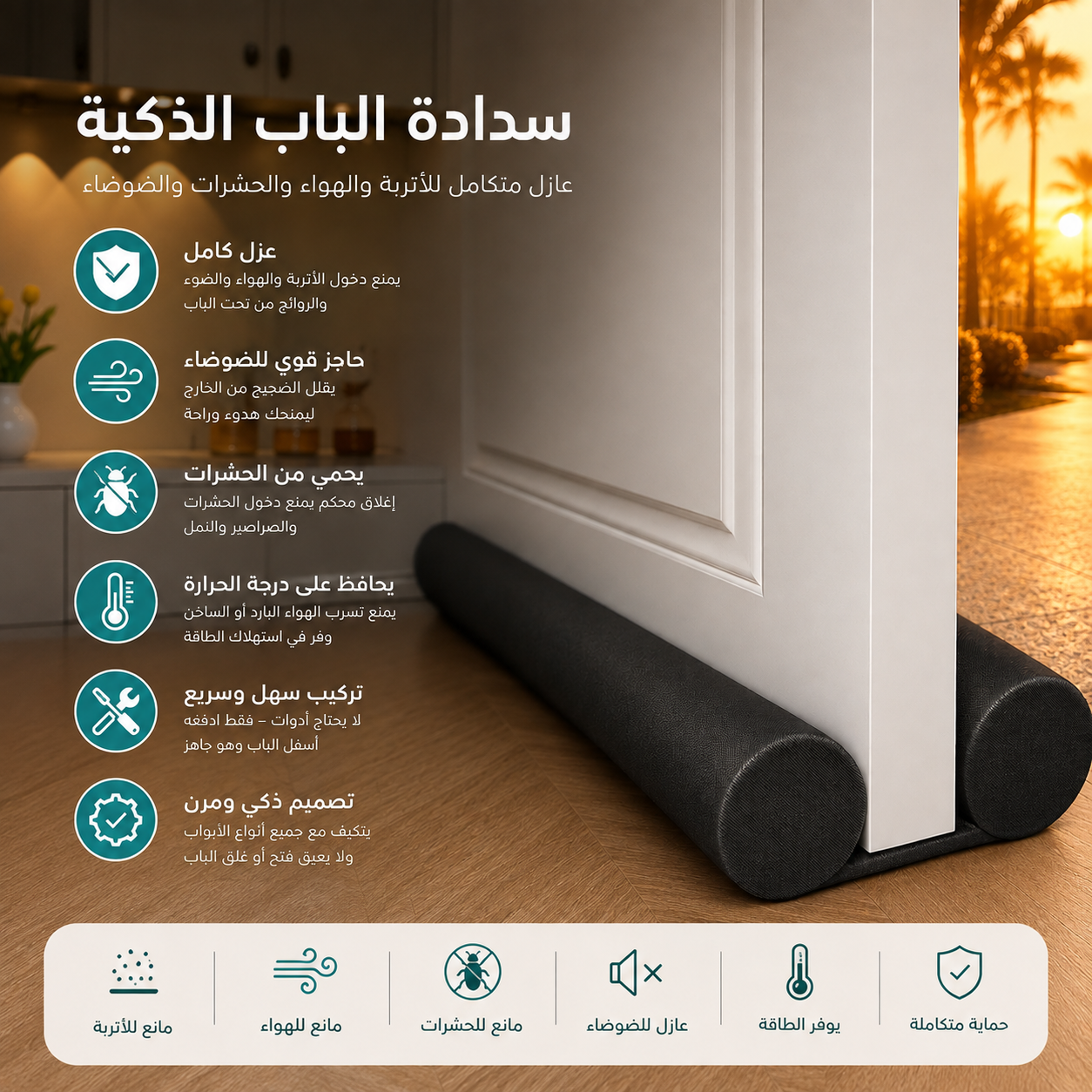 2b2ed3b5-5af5-41e0-ad96-037ce62b76e3 سدادة الباب الذكية | عازل متكامل للأتربة والهواء والحشرات والضوضاء - الصورة 1